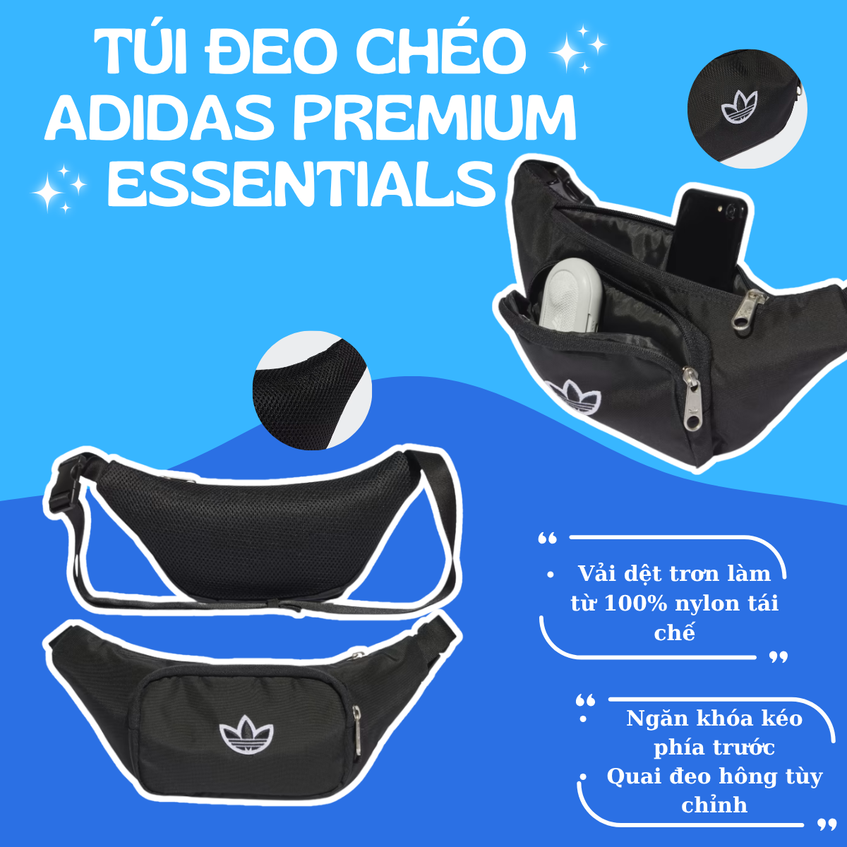TÚI ĐEO HÔNG ADIDAS PREMIUM ESSENTIALS – GỌN GÀNG, TIỆN DỤNG, ĐI ĐÂU CŨNG HỢP