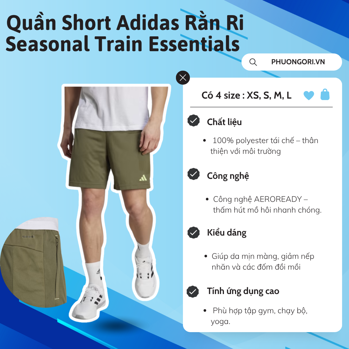 QUẦN SHORT ADIDAS RÀN RI SEASONAL TRAIN ESSENTIALS – THOẢI MÁI CHO MỌI CHUYỂN ĐỘNG