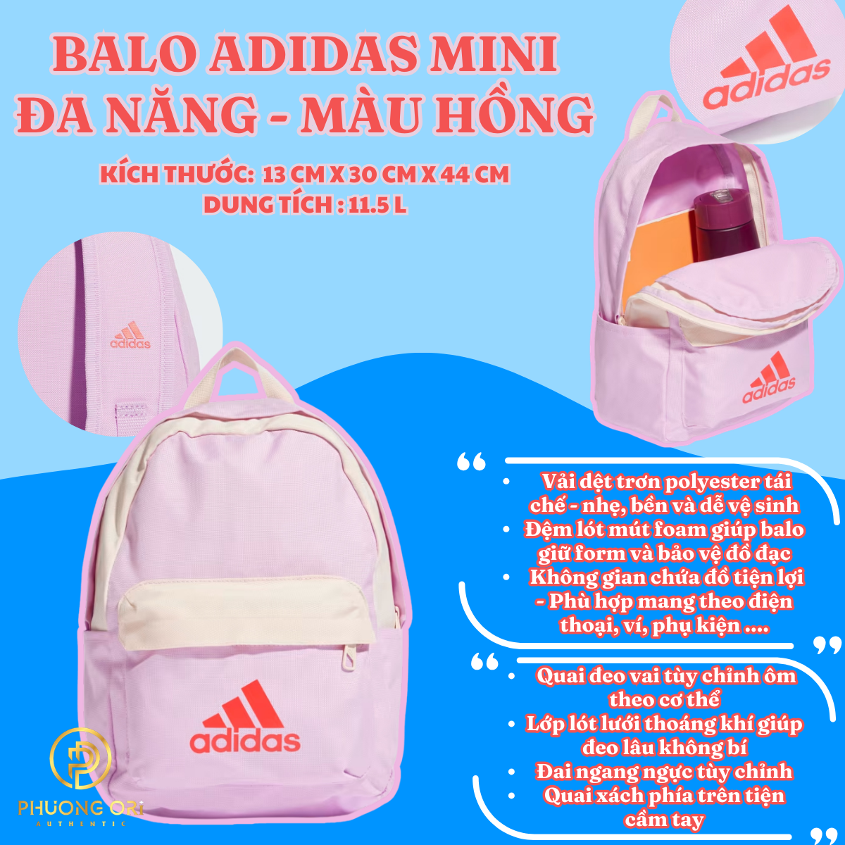 🎒 Balo Adidas Mini Đa Năng – Màu Hồng - IL8450