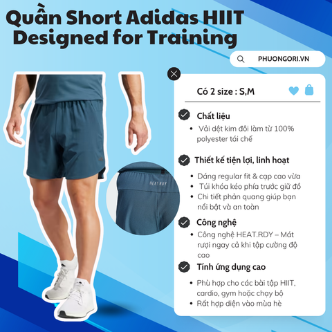 QUẦN SHORT ADIDAS HIIT DESIGNED FOR TRAINING – NHẸ THOÁNG, LINH HOẠT CHO MỌI BUỔI TẬP