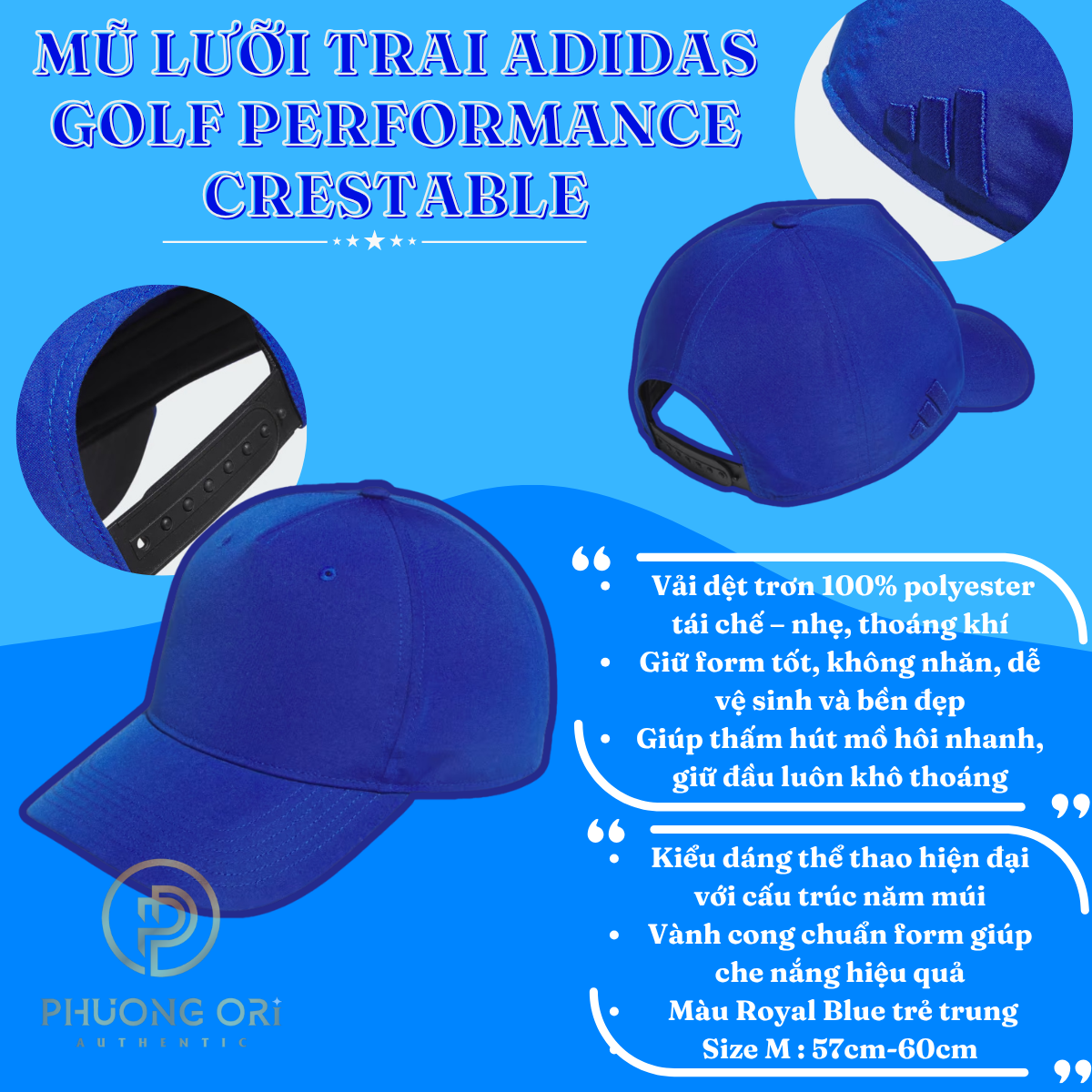 🧢 Mũ Lưỡi Trai Adidas Golf Performance Crestable – Phong Cách Chuẩn Golf, Đẳng Cấp Chuẩn Adidas