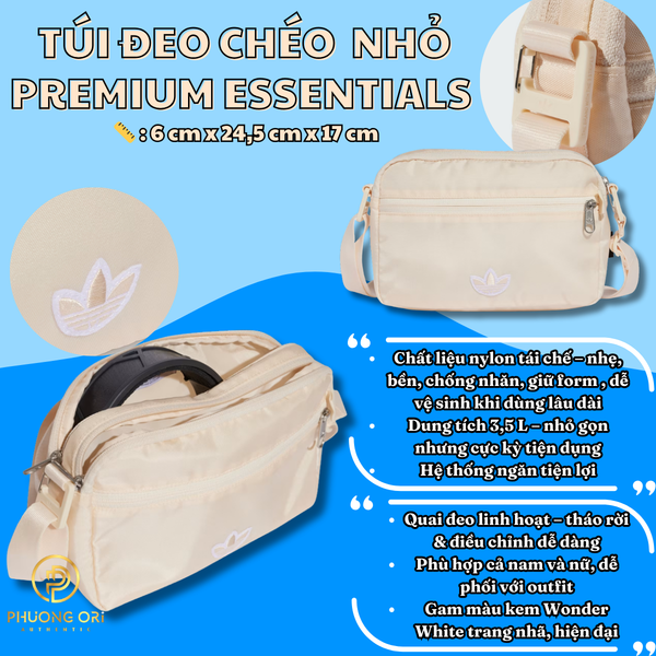 👜 Túi Đeo Chéo Adidas Nhỏ Premium Essentials – Màu Kem
