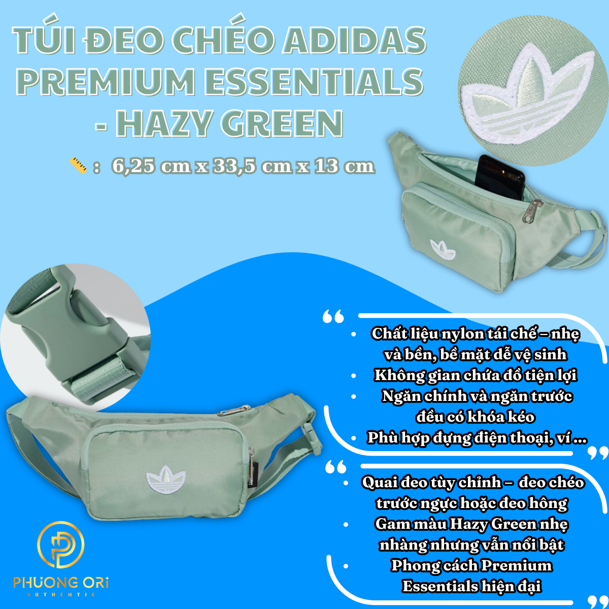 🎒 Túi Đeo Chéo Adidas Premium Essentials – Màu Hazy Green