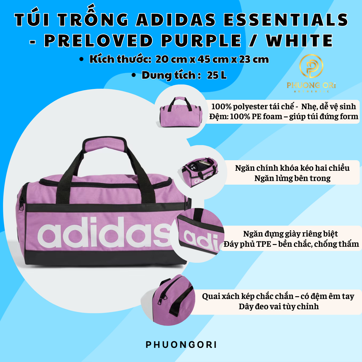 🎽 Túi Trống Adidas Essentials – Nhỏ gọn, tiện lợi, sành điệu
