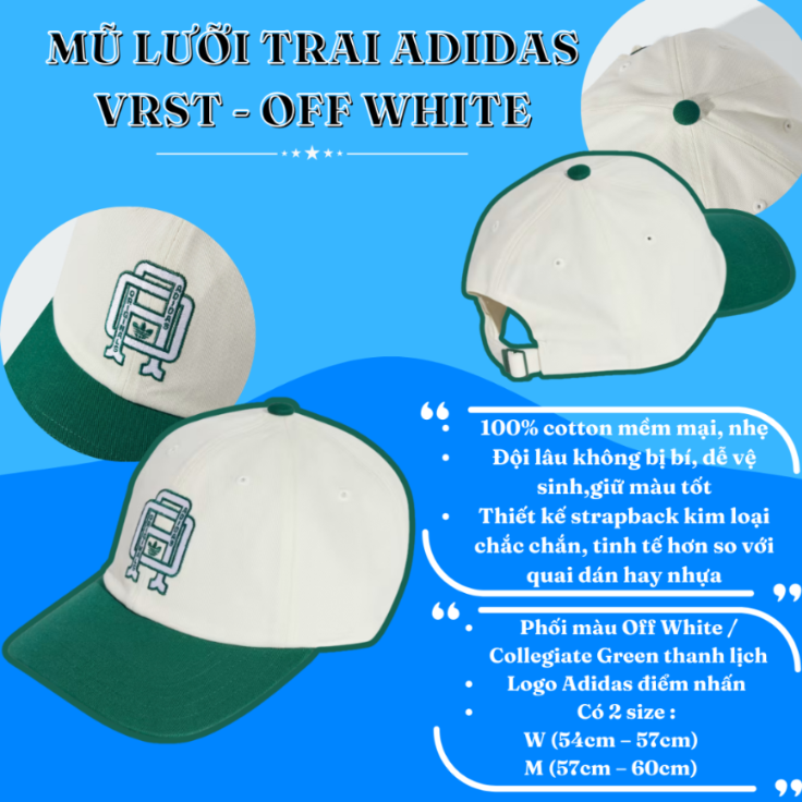 🧢 Mũ Lưỡi Trai Adidas VRST – Off White / Collegiate Green
