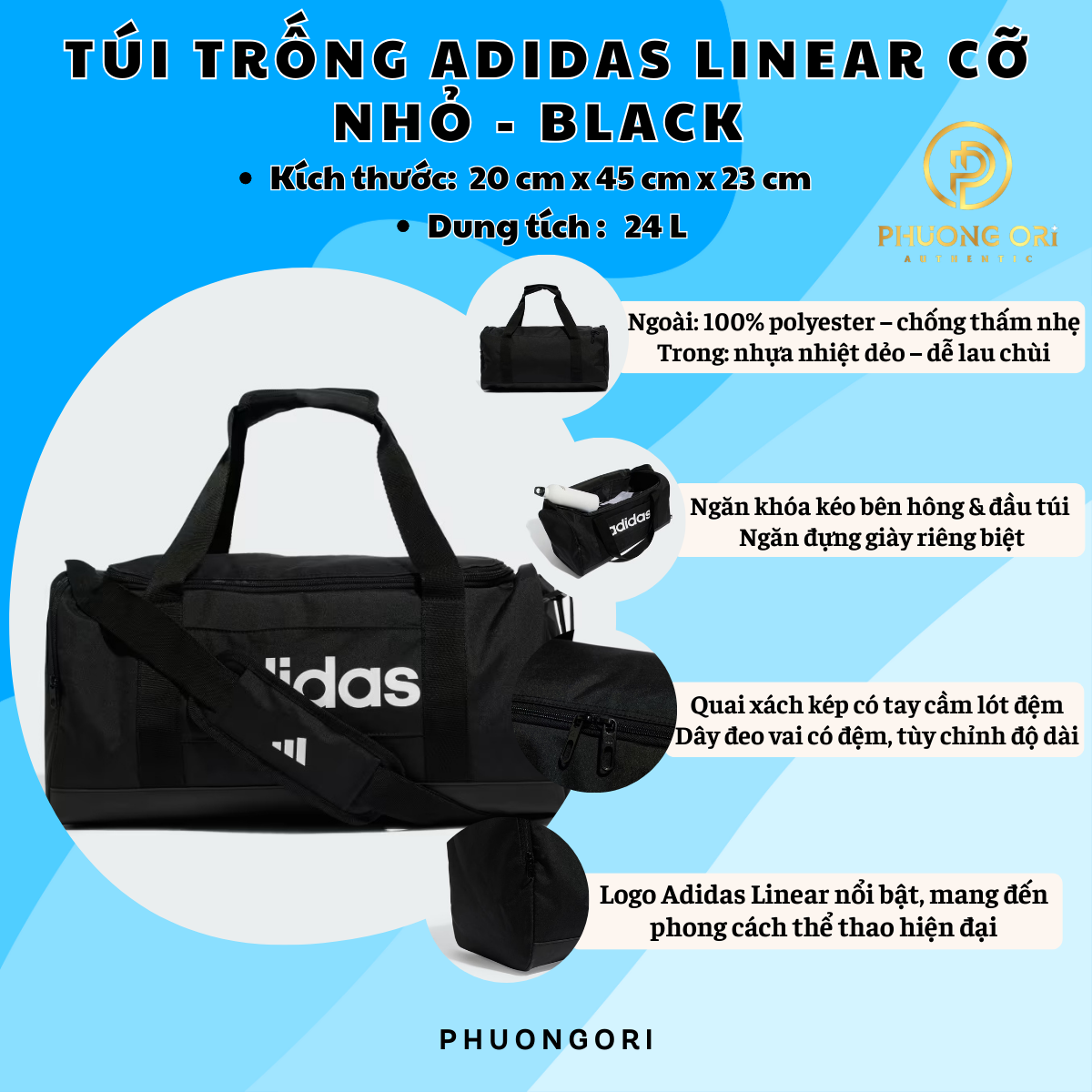 👜 Túi Trống Adidas Linear Cỡ Nhỏ – Gọn gàng, đa năng, đầy phong cách