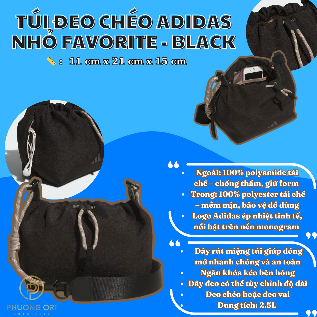 👜 Túi Đeo Chéo Adidas Hình Thoi Monogram - Dark Brown