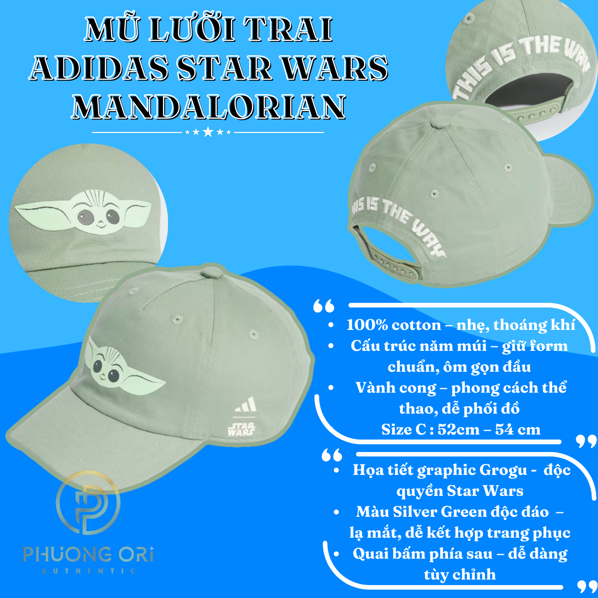 ✨ Mũ Lưỡi Trai Adidas Star Wars Mandalorian – Dành cho fan 