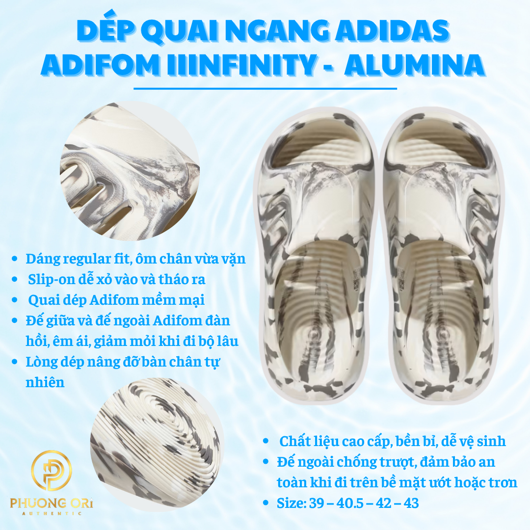 🩴 Dép Quai Ngang Adidas Adifom Infinity – Alumina / Core White / Grey Strata