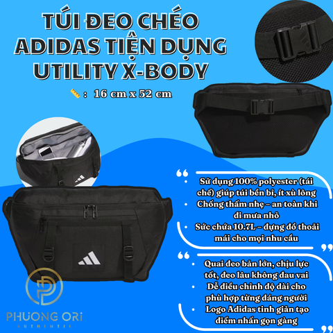 🎒 Túi Đeo Chéo Adidas Tiện Dụng Utility X-body – Màu Đen Gọn Gàng – Đa Năng – Chuẩn Phong Cách Đô Thị