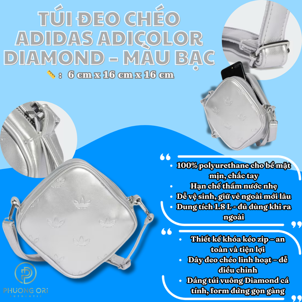 👜 Túi Đeo Chéo Adidas Adicolor Diamond – Màu Bạc