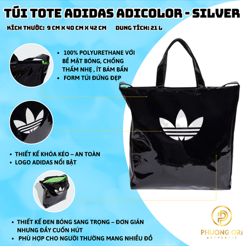 🖤 Túi Tote Adidas Adicolor Bóng Loáng – Màu Đen Sang Trọng, Dễ Phối, Dễ Ghi Điểm