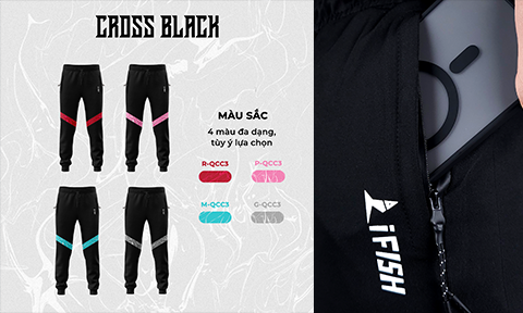 HÌNH ẢNH REVIEW QUẦN CÂU CÁ CROSS BLACK