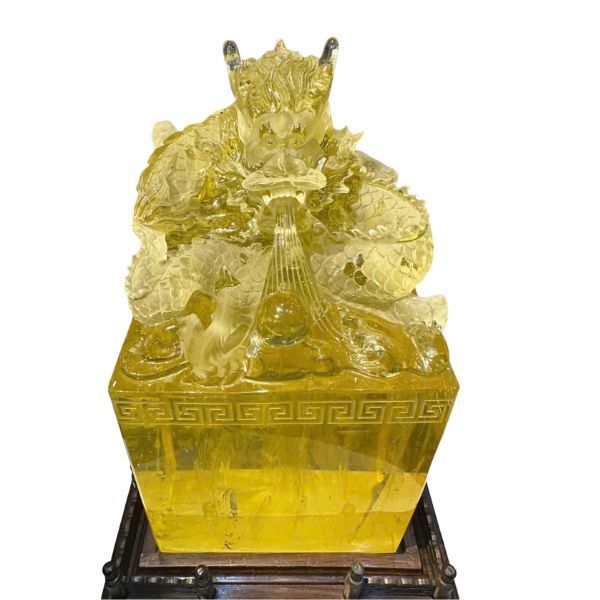 Ấn Rồng Thạch Anh Vàng 20cm