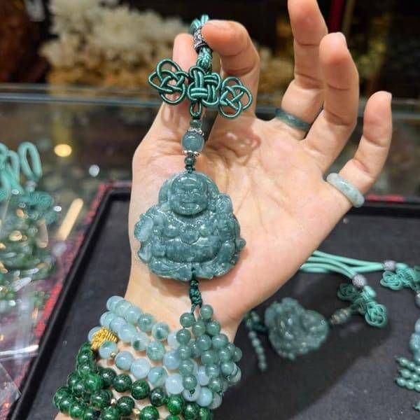 Khánh treo xe phật di lặc lam ngọc