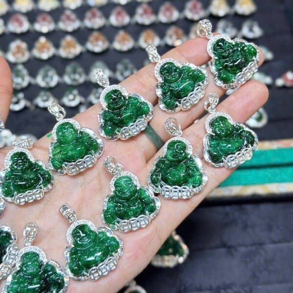 Mặt Phật Di Lặc Sơn Thủy C Bọc Bạc 2cm