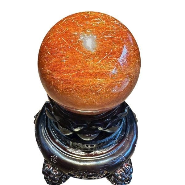 Quả Cầu Thạch Anh Tóc Đỏ 13cm