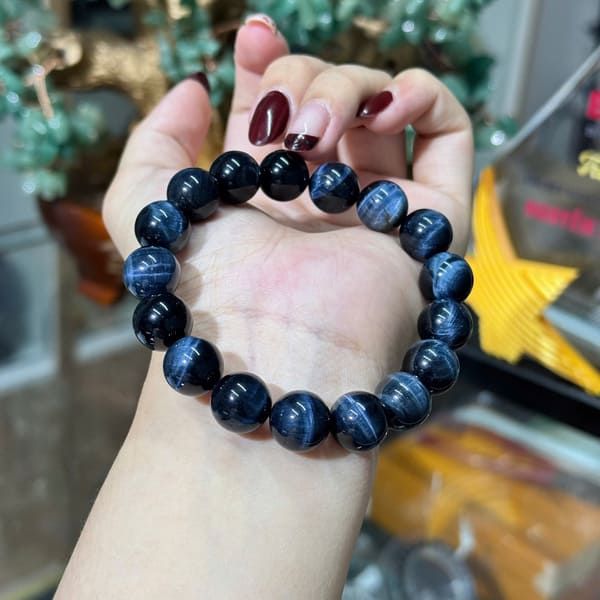 Vòng tay Mắt Hổ xanh đen VIP 12mm