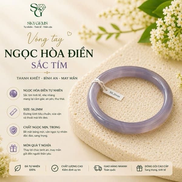 Vòng Mã Não Tím Size 56.2mm