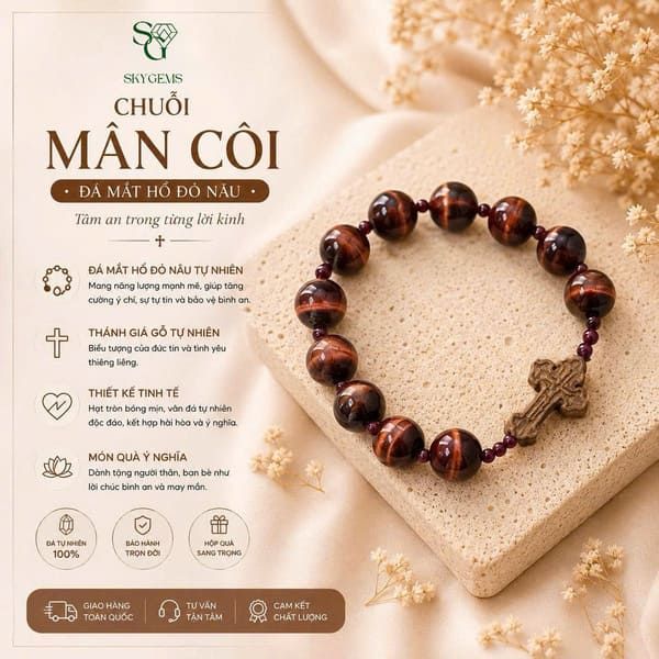 Vòng Mân Côi Mắt Hổ mix Garnet