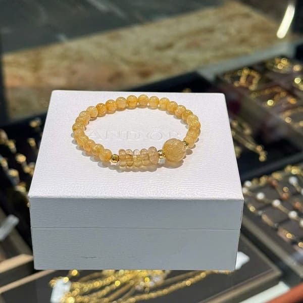 Vòng Thạch Anh Tóc Vàng Mix Sen, Ngũ Điếu & Bi Vàng