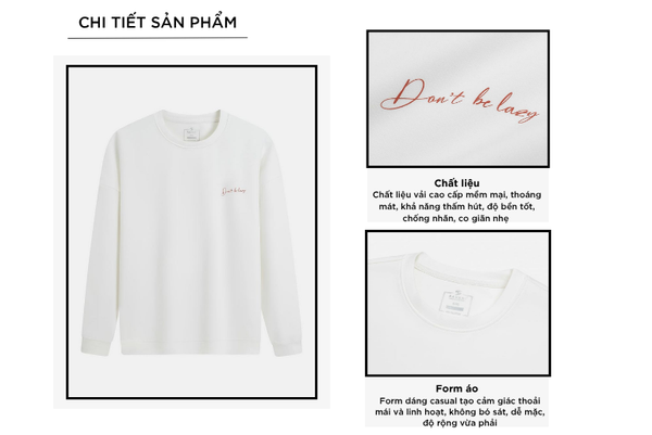 Áo nỉ cổ tròn nam hình in trước ngực và thân sau