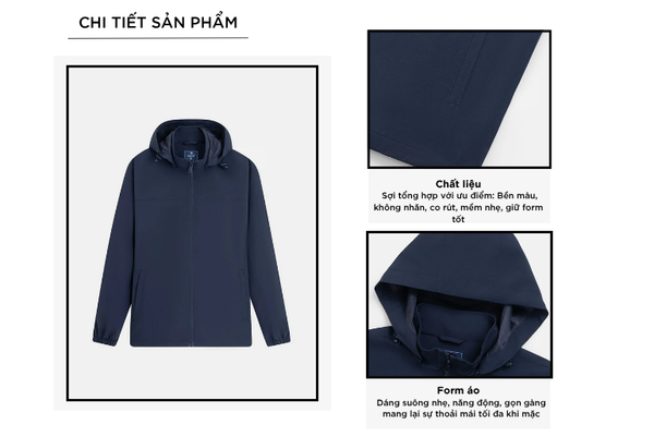 Áo gió có mũ đồng phục nữ cửa tay in logo