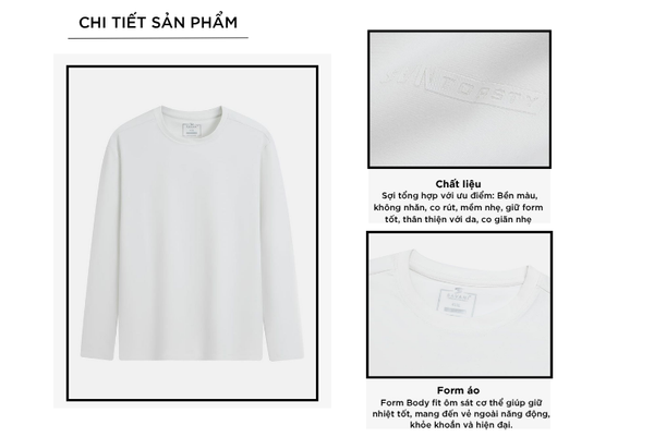Áo giữ nhiệt cổ tròn nam logo tay