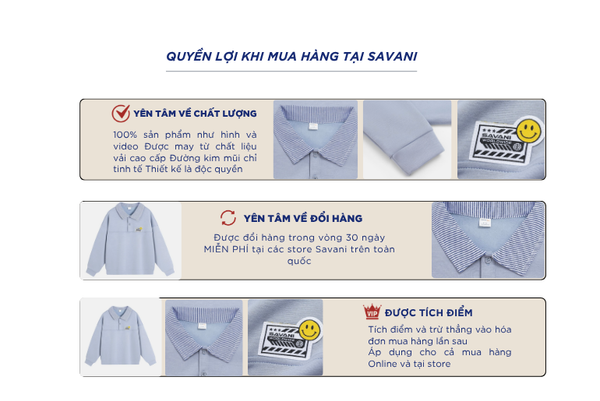 Áo nỉ cổ bẻ bé trai mác dệt trang trí trước ngực