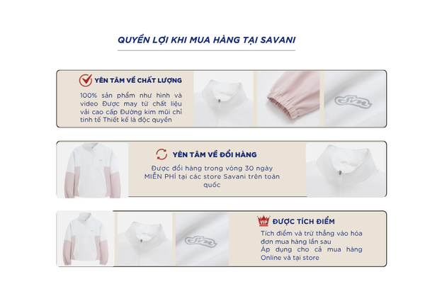 Áo gió không mũ nữ tay và thân phối vải