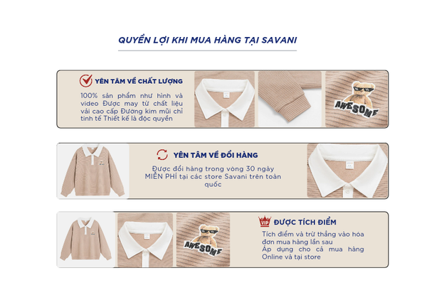 Áo nỉ cổ bẻ bé trai hình in trước ngực