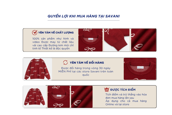 Áo len cổ tròn bé gái