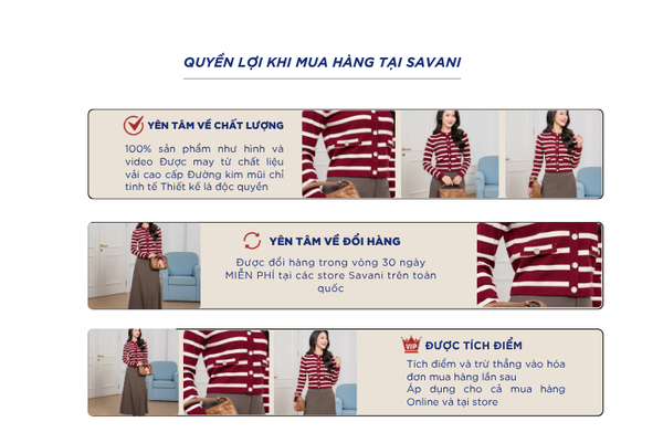 Áo khoác len nữ kẻ ngang nắp túi 2 bên