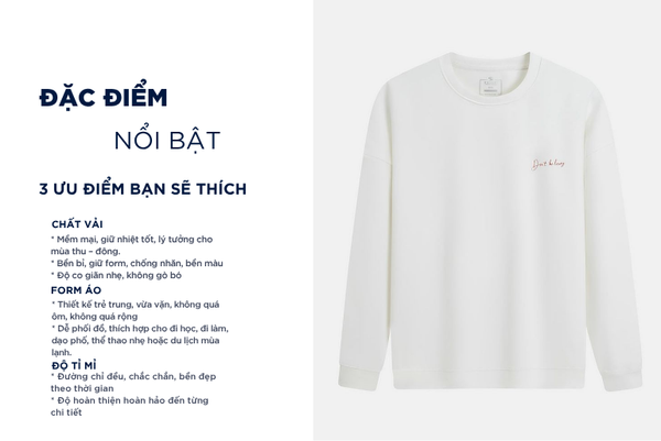 Áo nỉ cổ tròn nam hình in trước ngực và thân sau