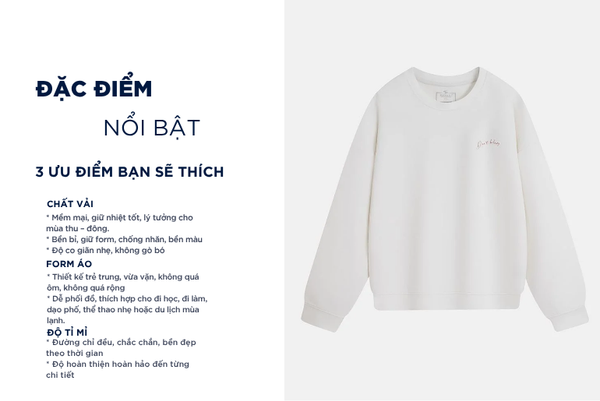 Áo nỉ cổ tròn cặp đôi nữ hình in trước ngực và thân sau