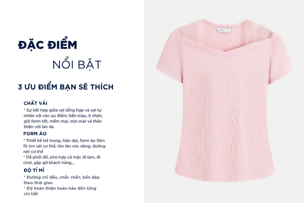 Áo thun nữ ngắn tay cổ tim 2 bên vai phối vải lưới