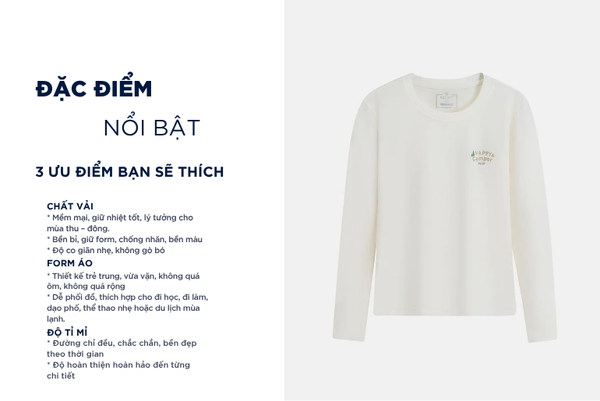 Áo thun dài tay cổ tròn nữ hình in trước ngực