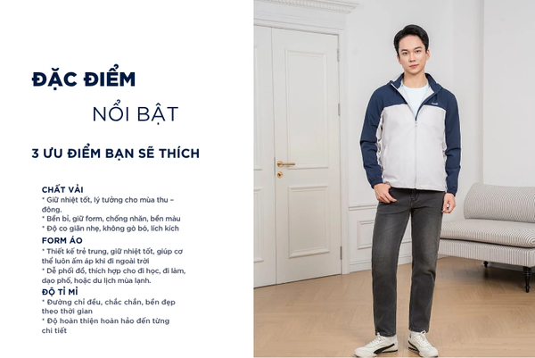 Áo gió có mũ gia đình nam phối vải ngực in