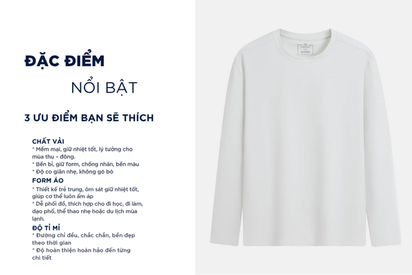 Áo giữ nhiệt cổ tròn nam logo tay