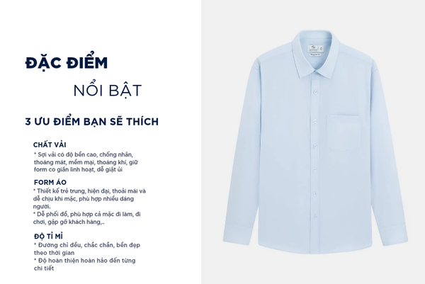 Sơ mi dài tay nam tà lượn có túi