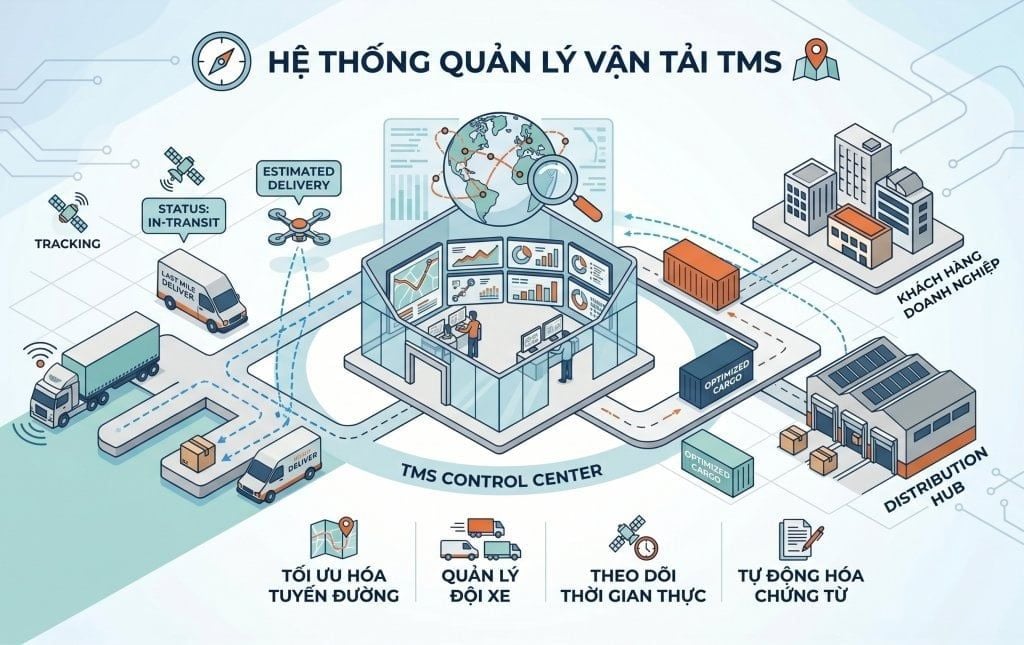 Hệ thống quản lý vận tải TMS là gì? Lợi ích và cách hoạt động