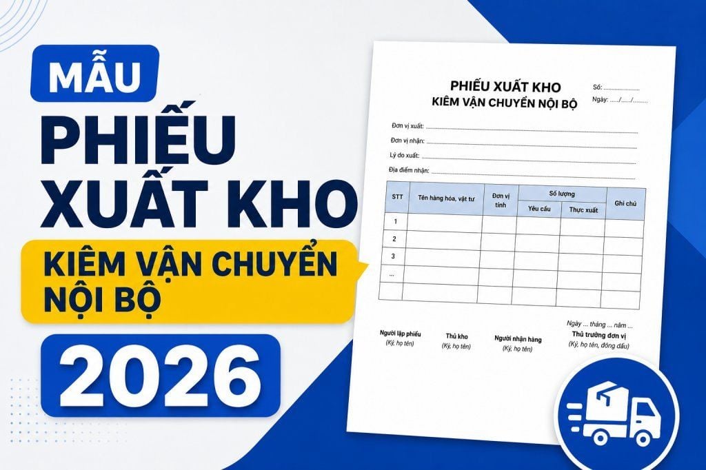 Mẫu phiếu xuất kho kiêm vận chuyển nội bộ 2026 & cách lập