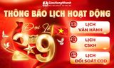 GIAOHANGNHANH THÔNG BÁO HOẠT ĐỘNG DỊP LỄ QUỐC KHÁNH 2/9