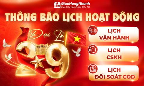 GIAOHANGNHANH THÔNG BÁO HOẠT ĐỘNG DỊP LỄ QUỐC KHÁNH 2/9