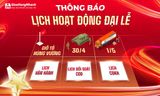 THÔNG BÁO HOẠT ĐỘNG DỊP LỄ GIỖ TỔ HÙNG VƯƠNG VÀ LỄ 30/04 - 01/05/2026