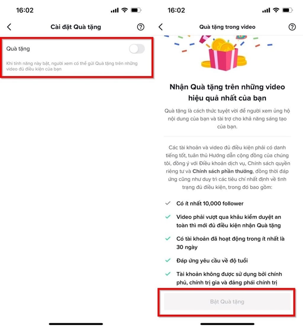 Hướng dẫn bật tính năng nhận quà tặng hoa hồng TikTok