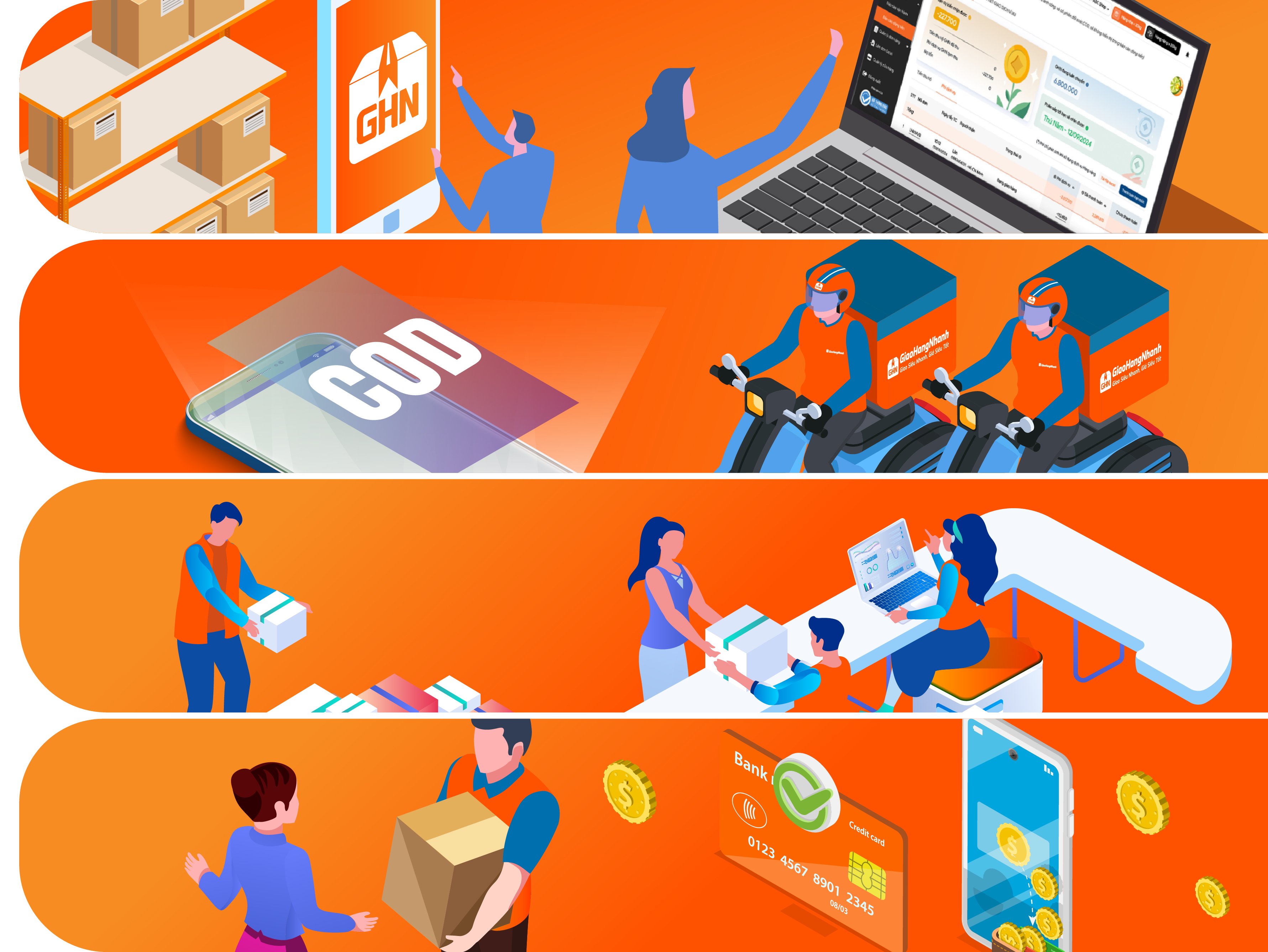 Vào khachhang.ghn.vn hoặc tải app GHN để đăng ký tài khoản gửi hàng