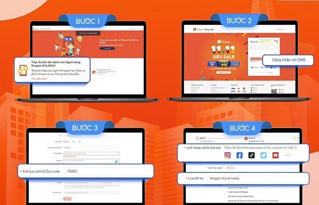 Cách đăng ký làm Affiliate Shopee trên máy tính