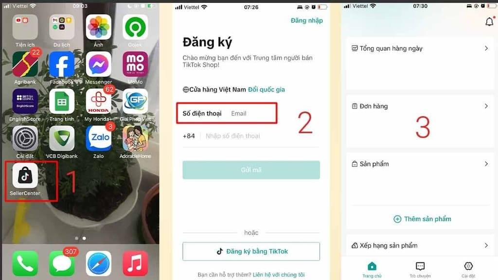 Đăng nhập TikTok Shop trên điện thoại bằng TikTok Shop Seller