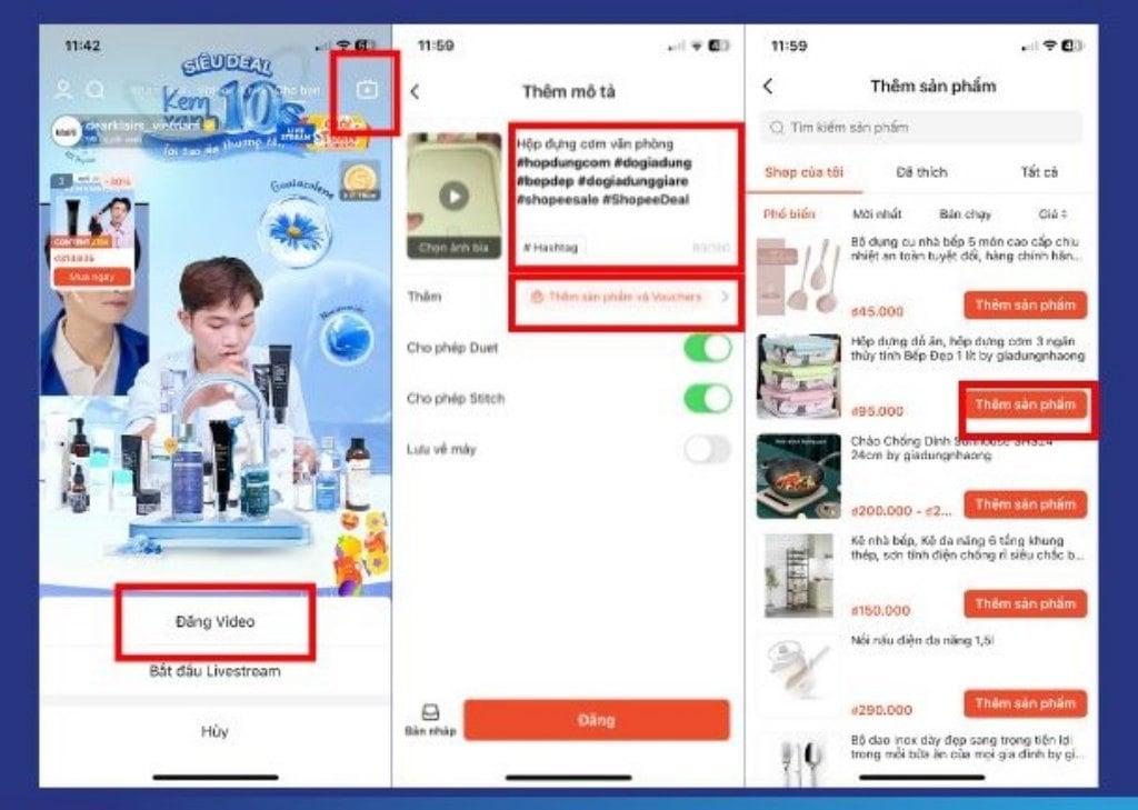 Cách gắn tag sản phẩm cho video Shopee
